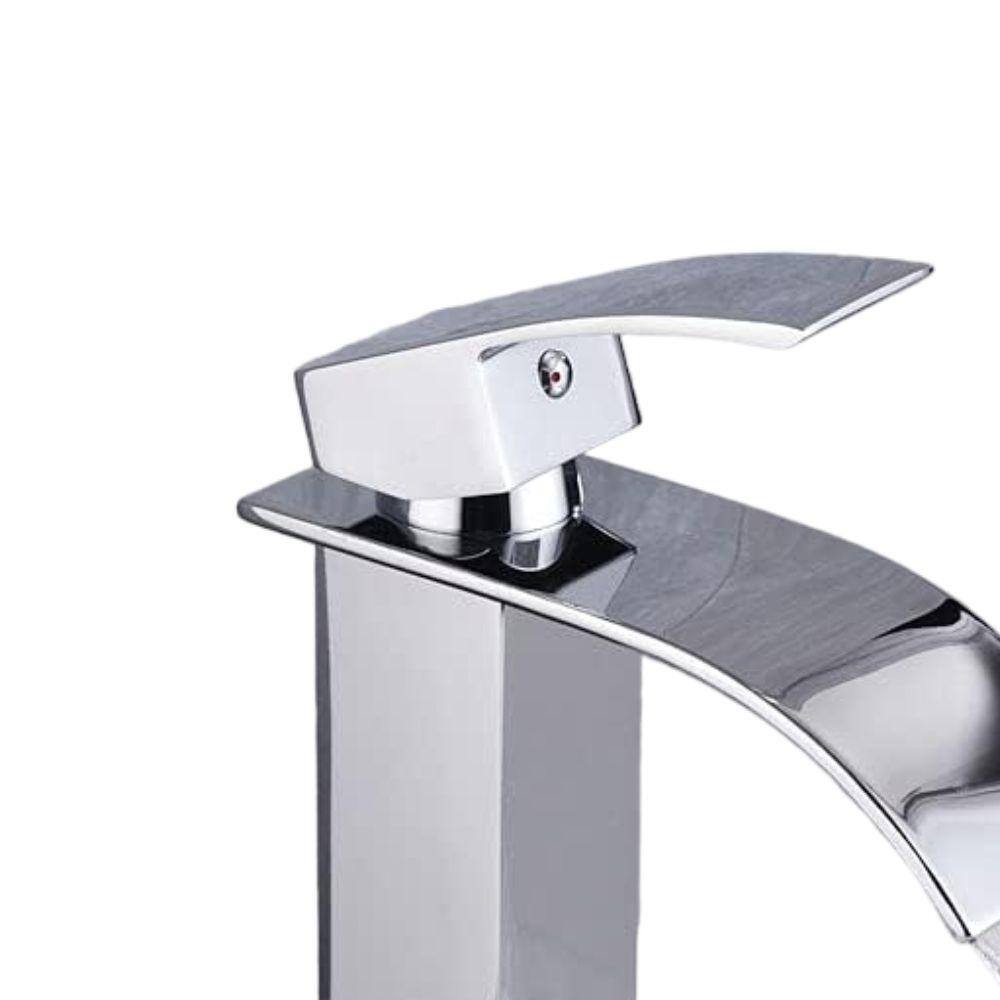 Chrome Modern Single Handle Waterfall Bathroom Faucet