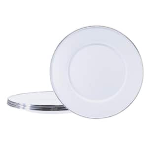 8.5 in. Solid White Enamelware Round Sandwich Plate Set of 4