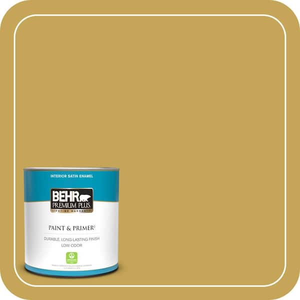 BEHR PREMIUM PLUS 1 qt. #PPU6-18 Lemongrass Satin Enamel Low Odor Interior Paint & Primer