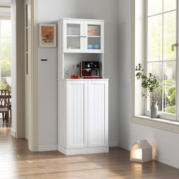 White melamine finish Pantry Organizer with Adjustable Shelves