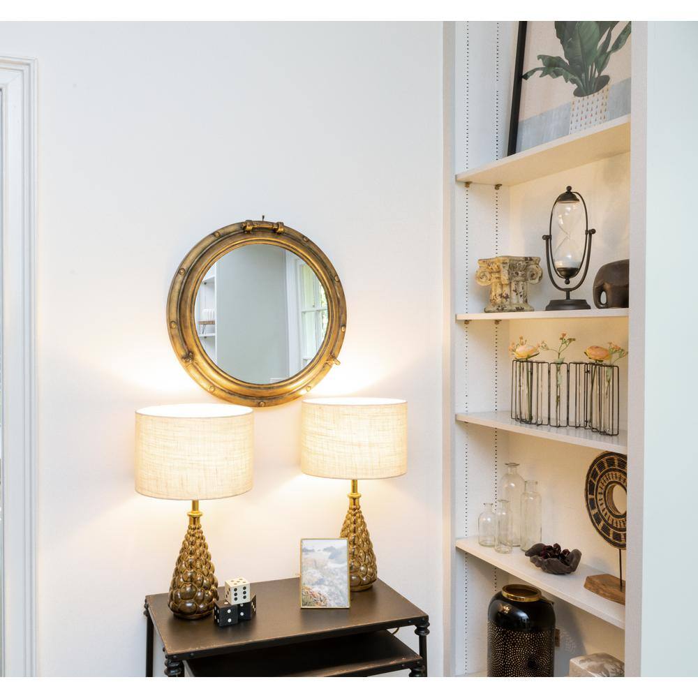 22" Round Gold Metal Porthole Wall Mirror