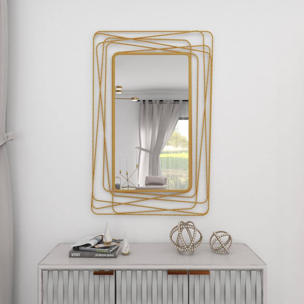 Modern Full Length Polished Gold Rectangular Wall Mirror