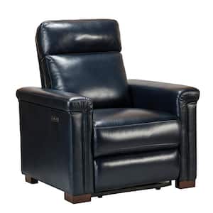 Casio 36.02 in. Wide Navy Genuine Leather Power Recliner with USB Port