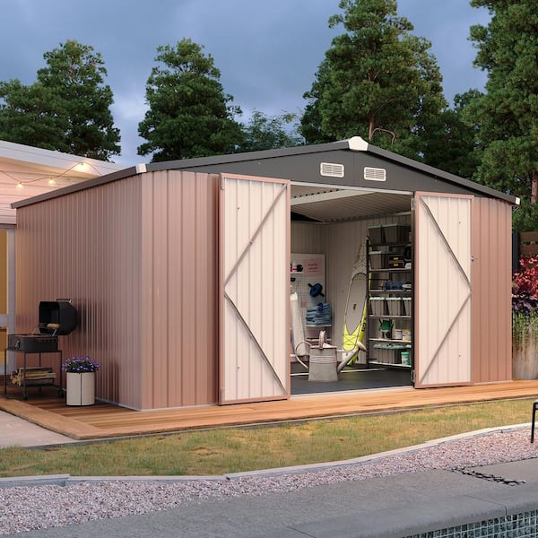 Sizzim 12 ft. x10 ft. Outdoor Steel Storage Metal Shed with Vented