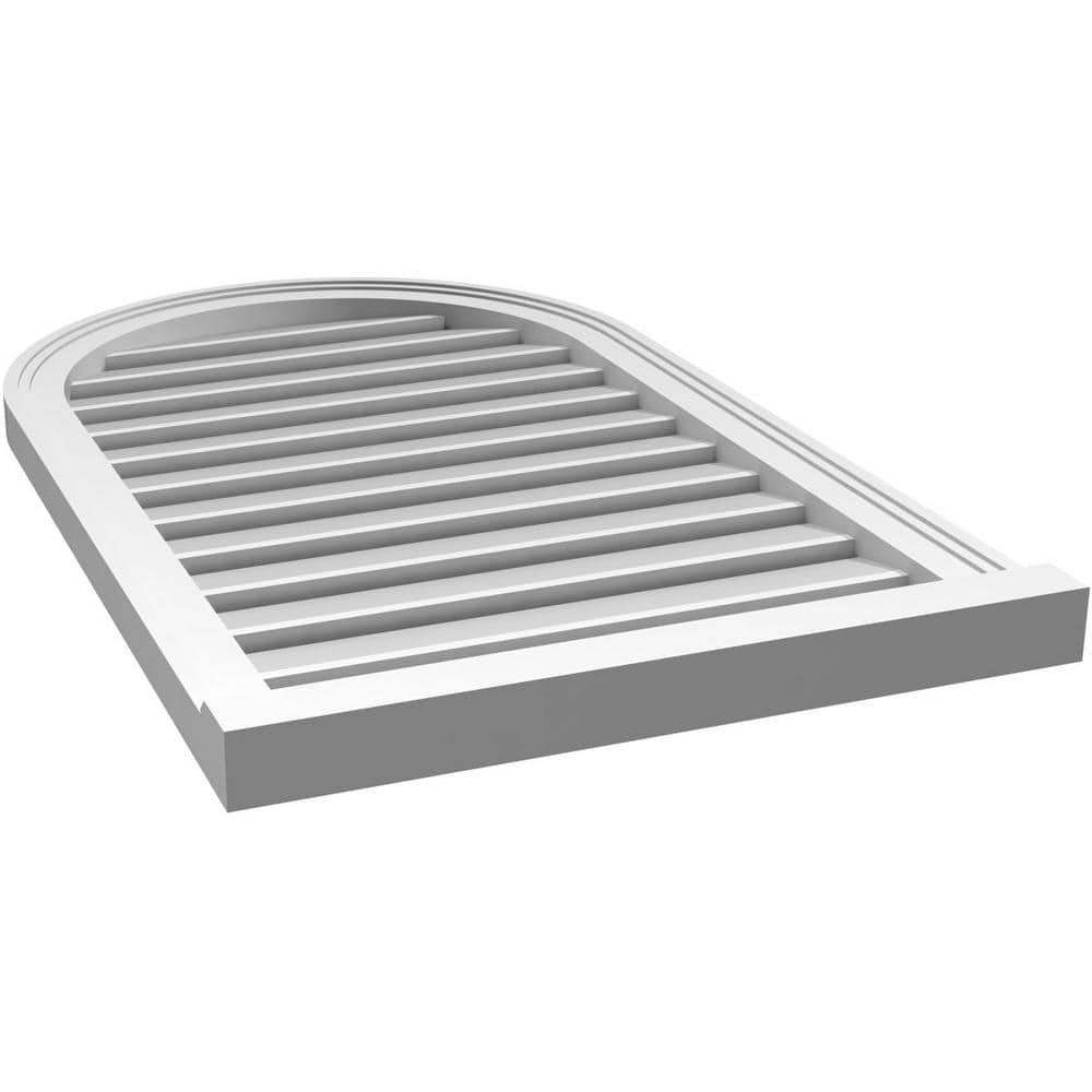 22"W x 36"H White PVC Round Top Gable Vent with Brickmould Sill