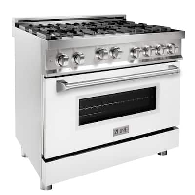 36" 4.6 cu. ft. Range with Gas Stove and Gas Oven in Stainless Steel and White Matte Door (RG-WM-36)