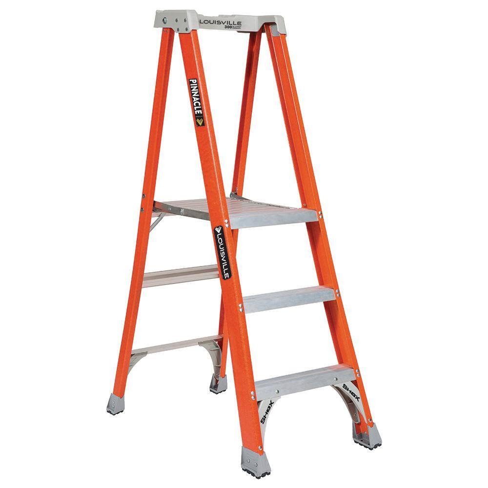 Louisville Ladder 3 ft. Fiberglass Pinnacle Platform Ladder with 300 ...