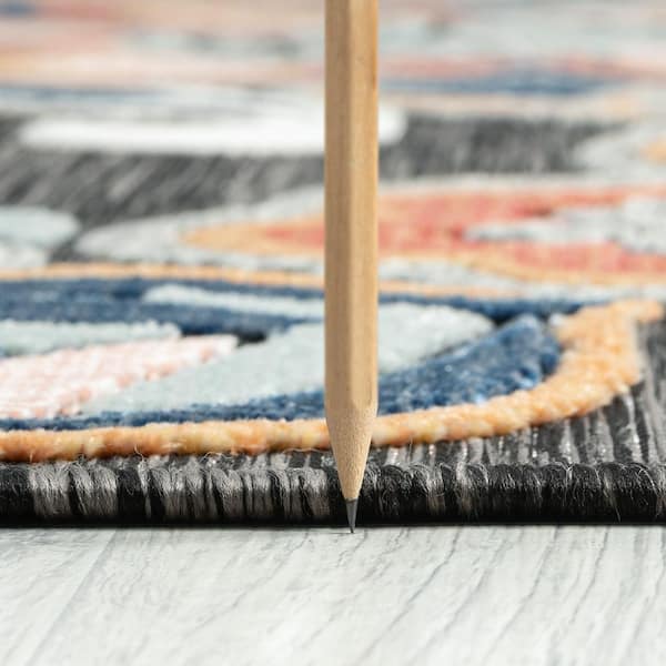 Tropic Floral Black 2 ft. x 8 ft. Indoor/Outdoor Area Rug