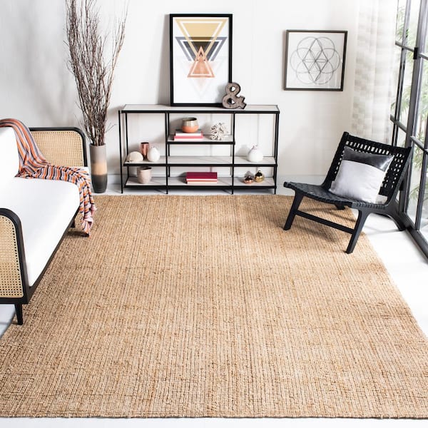 Natural Fiber Beige 11 ft. x 15 ft. Solid Color Gradient Area Rug