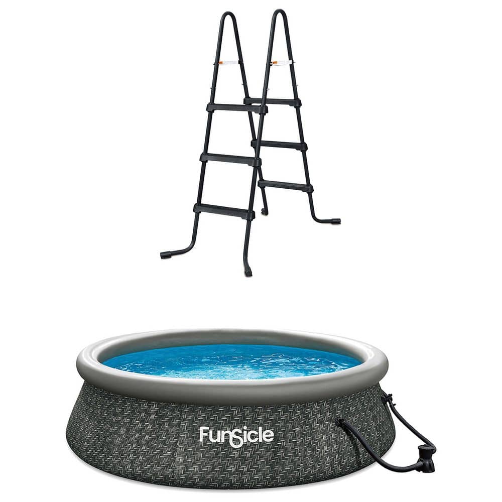 Funsicle 36 in. Sure Step 3 Stair Pool Ladder w/ 10 ft. x 30 in. Quick ...
