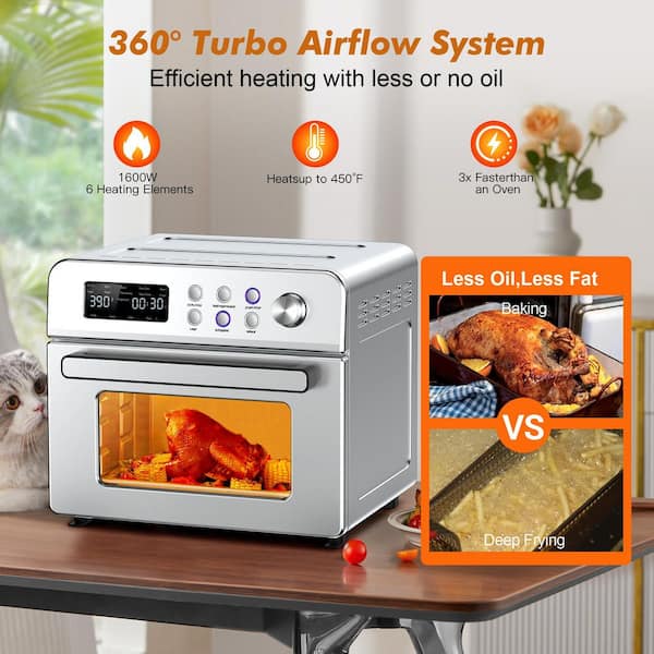 Denjol 13-in-1 Digital Air Fryer Convection Toaster Oven 1600W in Stainless  Steel with Rotisserie, 6-Slice Capacity KATO-22HD