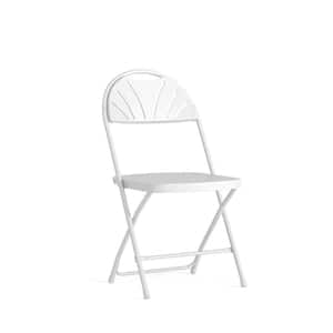 White Plastic Seat Metal Frame Outdoor Safe Folding Chair