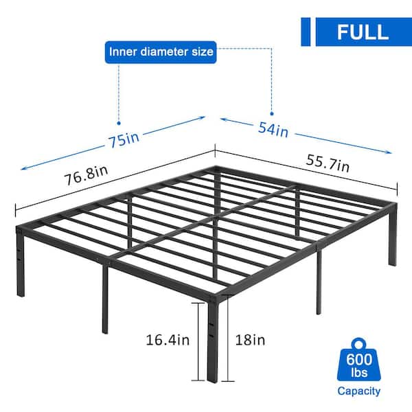 Tall Bed Frames Black, Metal Frame Full Platform Bed With Heavy Duty Platform and Steel Slat, Easy Assembly, Noise Free