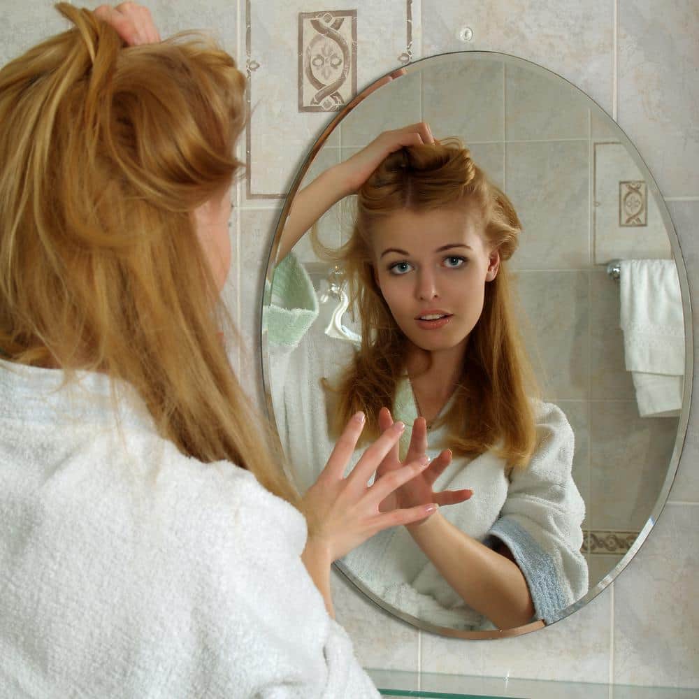 24x48 Frameless Oval Beveled Wall Mirror