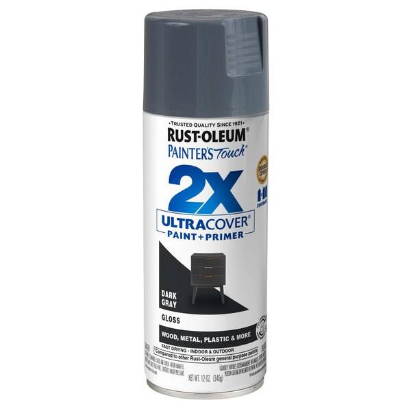 Rust Oleum Painter S Touch 2x 12 Oz Gloss Dark Gray General Purpose Spray Paint 334031 The Home Depot
