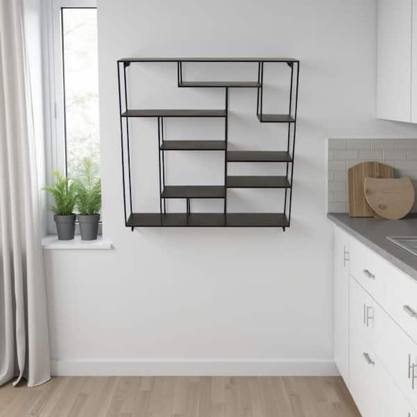 Ryl 30 in. W x 5.5 in. D Matte Black Metal Storage Decorative Wall Shelf