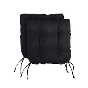 Black U-Shaped Tufted Indoor/Outdoor Seat Cushions (Set of 2)