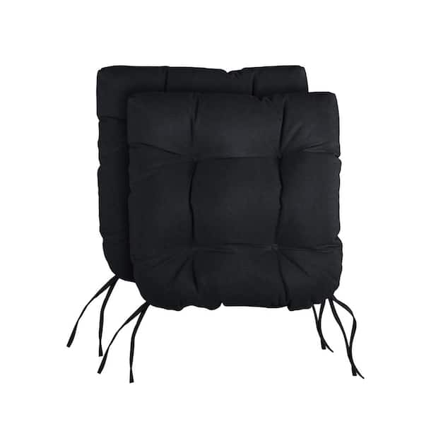 SORRA HOME Black U-Shaped Tufted Indoor/Outdoor Seat Cushions (Set of 2)
