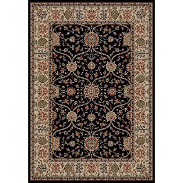 Jewel Voysey Black 5 ft. x 8 ft. Area Rug