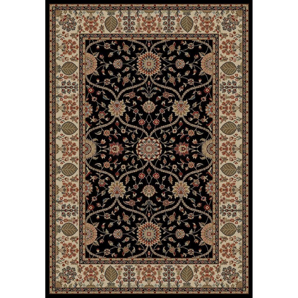 Elegant Black 6'7" x 9'3" Traditional Polypropylene Area Rug