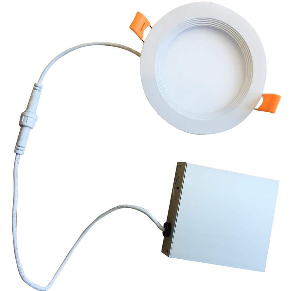 Bulbrite 4 in. Canless 4000K, 65-Watt Equivalent, White Round Dimmable Flat LED Recessed Downlight with J-Box Included (2-Pack) -  861668