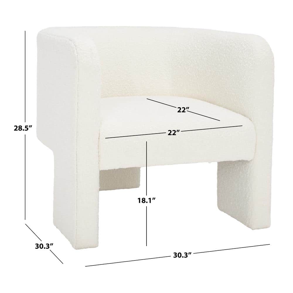 Ivory Barrel Back Wood Accent Chair with Tripod Base