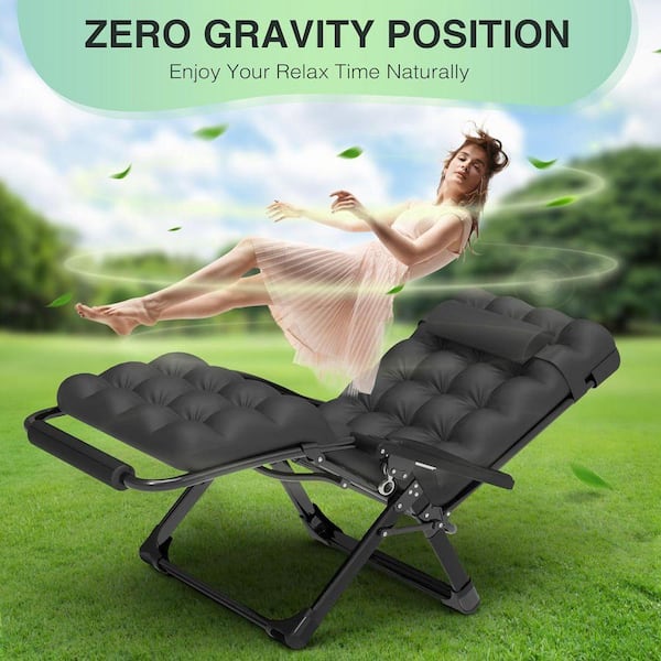 SEEUTEK 29 in. W Oversized Zero Gravity Chair Metal Outdoor Chaise