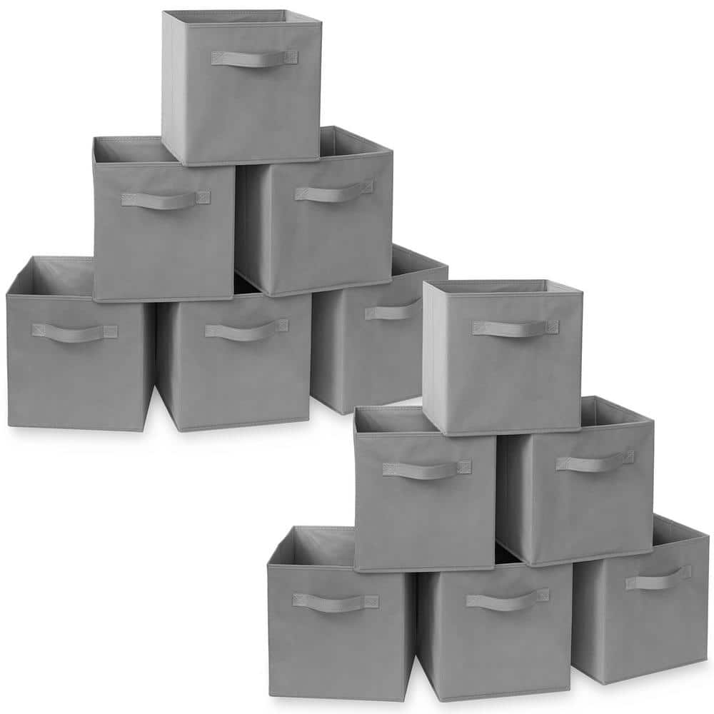 Gray 11 in. x 11 in. Fabric Collapsible Cubes Decorative Basket Storage Bins-Set of 12 price history on PriceWatchPro