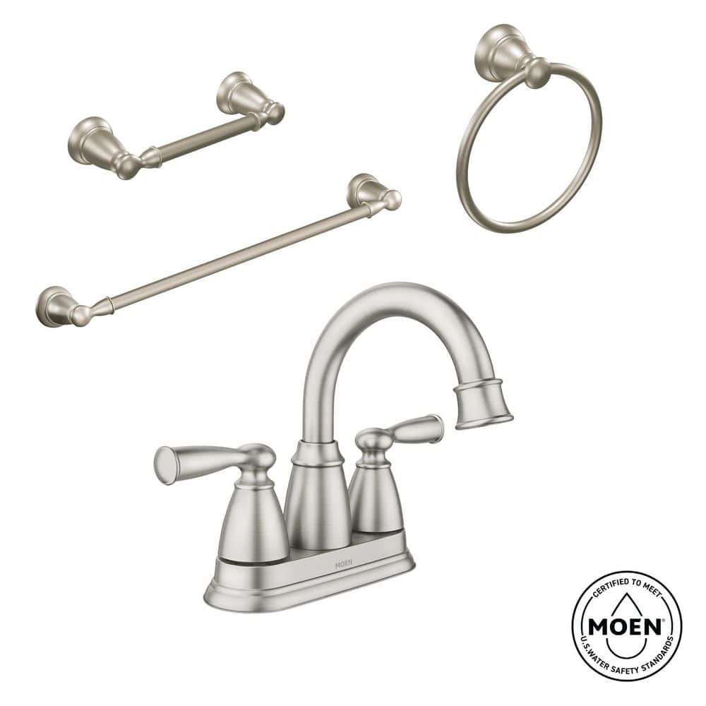 MOEN Banbury 4 in. Centerset Double Handle Bathroom Faucet Combo