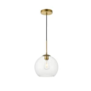 Timeless Home Blake 1-Light Brass Pendant with Clear Glass Shade