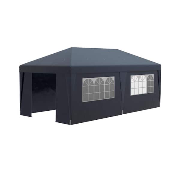 ITOPFOX 10 ft. x 19.5 ft. Outdoor Steel Event/Party Pop Up Tent Canopy with Sidewalls and Adjustable Height in Dark Blue