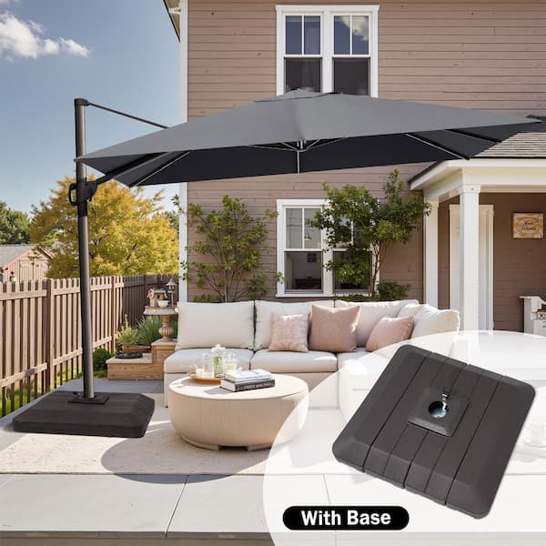 12ft patio offset umbrella Crestlive Products 12 ft. x 9 ft. Outdoor Cantilever Umbrella in Dark Gray  Tiltable Patio Offset Umbrella with 240 lb. Fillable Base CL-UWB5933BDGY