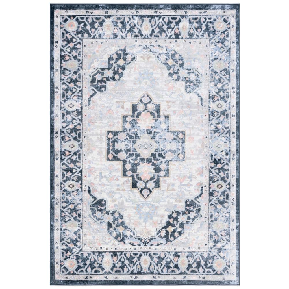 Bayside Blue/Ivory 9 ft. x 12 ft. Machine Washable Distressed Medallion Area Rug price history on PriceWatchPro