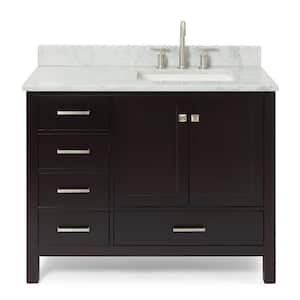 Cambridge 43 in. W x 22 in. D x 35.25 in. H Vanity in Espresso with Marble Vanity Top in White with Basin