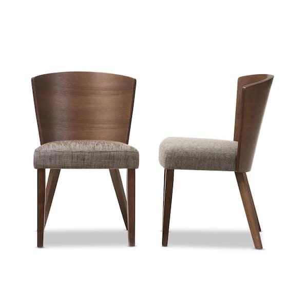 Baxton Studio Sparrow Gray Fabric Upholstered and Medium Brown Wood Dining Chairs (Set of 2)