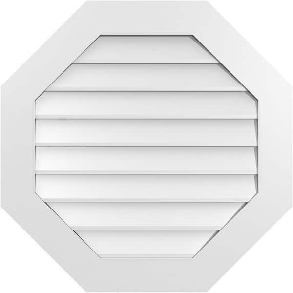 Ekena Millwork 30 in. x 30 in. Octagonal Surface Mount PVC Gable Vent: Decorative with Standard Frame