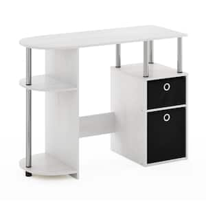 JAYA 38.4 in. Rectangular White Oak/Chrome/Black Computer Study Desk with Bin Drawers