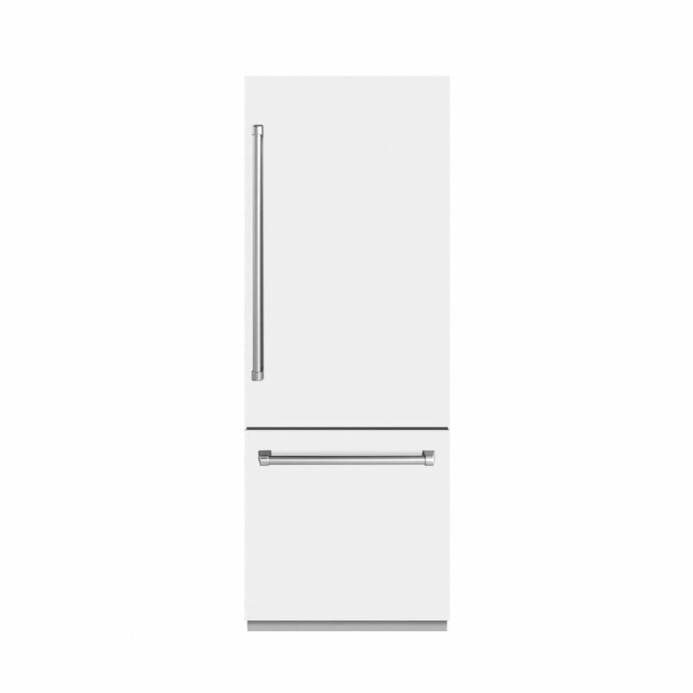 30 in. 16.1 cu. ft. Built-In Bottom Freezer Refrigerator with Water Dispenser in Matte White with Graphite Gray Interior price history on PriceWatchPro