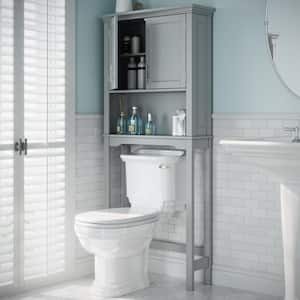 Somerset 27.3 in. W x 64.2 in. H x 7.87 in. D Gray Over-the-Toilet Storage