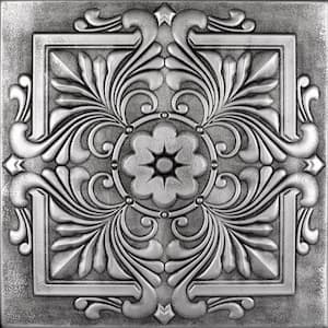 Victorian Antique Silver 1.6 ft. x 1.6 ft. Decorative Foam Glue Up Ceiling Tile (21.6 sq. ft./case)