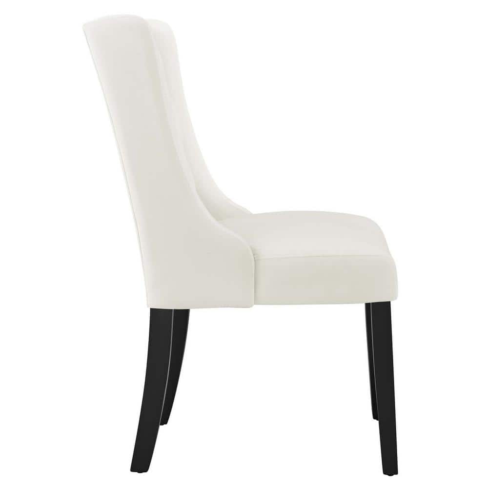 Elegance White Velvet Upholstered Side Chair with Solid Wood Frame