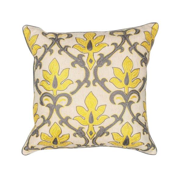 Kas Rugs Simple Scroll Yellow/Grey Decorative Pillow