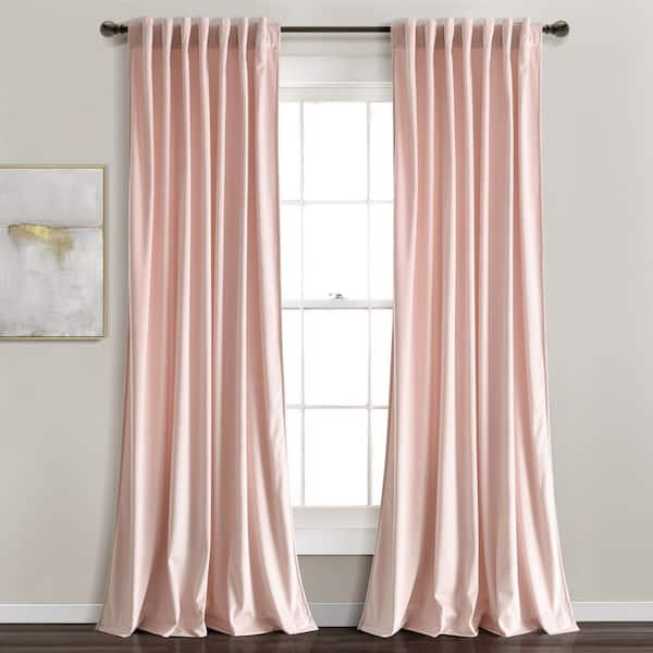 HOMEBOUTIQUE Prima Velvet 54 in. W x 84 in. L Solid Light Filtering Back Tab/Rod Pocket Window Curtain Panels in Blush Set