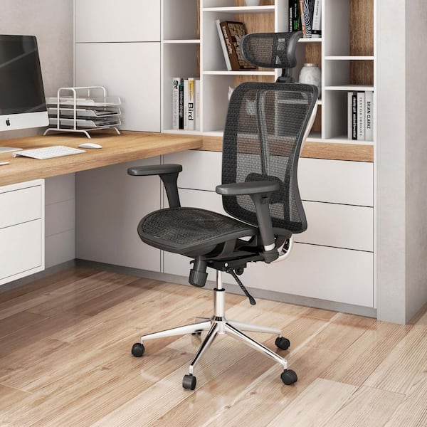 TECHNI MOBILI 24.5 in. Width Big and Tall Black Mesh Ergonomic Chair with Adjustable Height