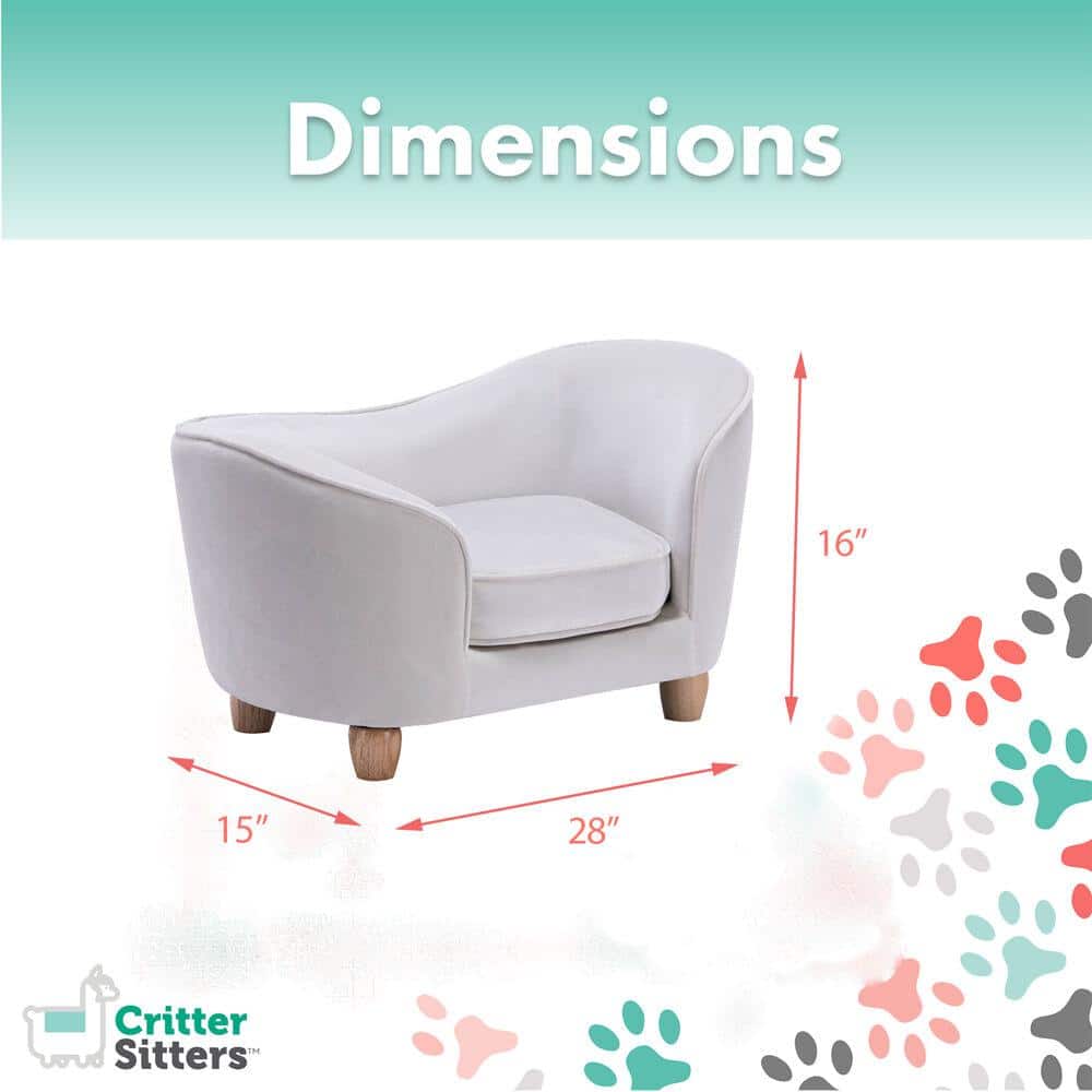 Cream Faux-Velvet Elevated Pet Sofa for Small Pets