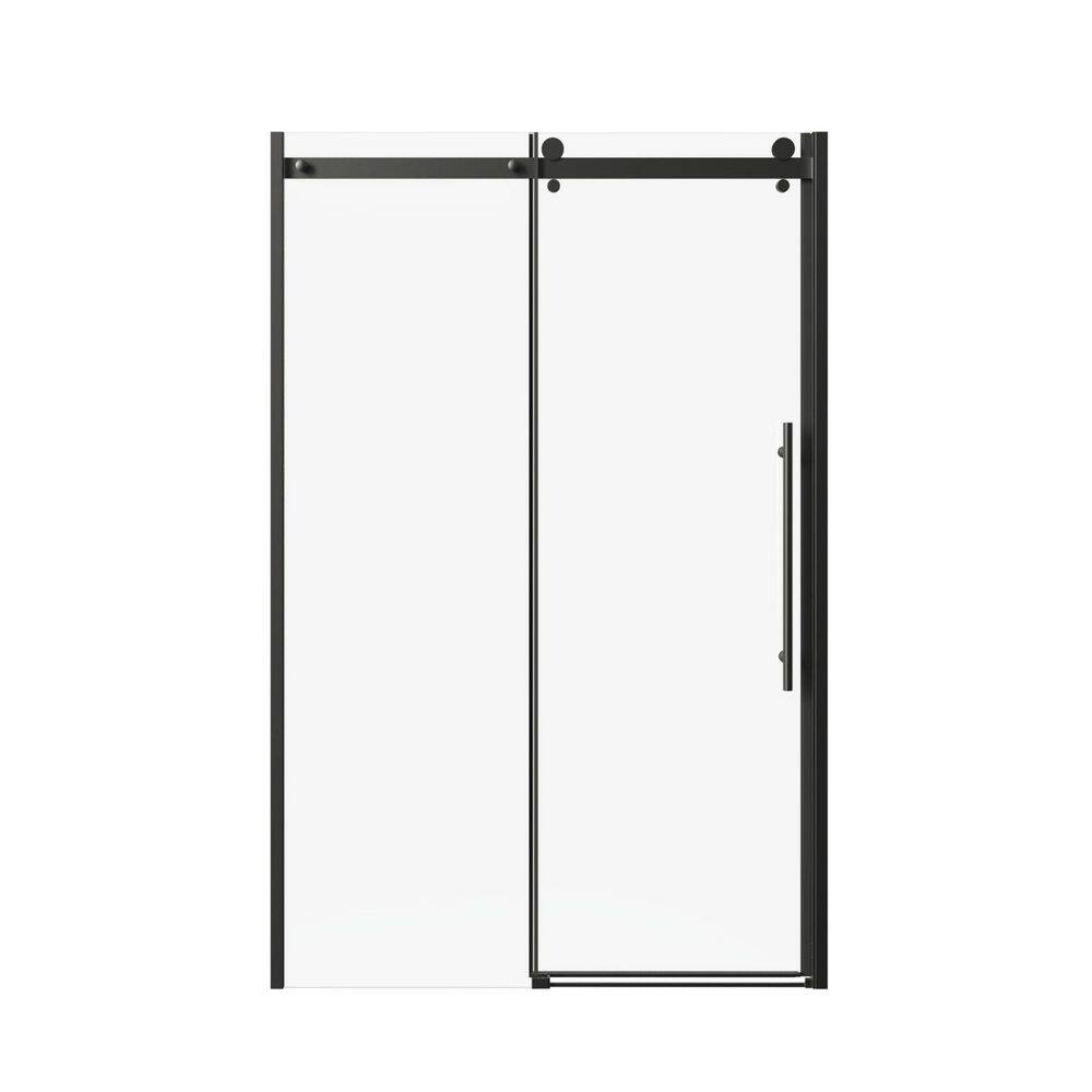 48 in. W x 72 in. H Single Sliding Frameless Shower Door in Matte Black with 1/4 in. Clear Tempered Glass price history on PriceWatchPro