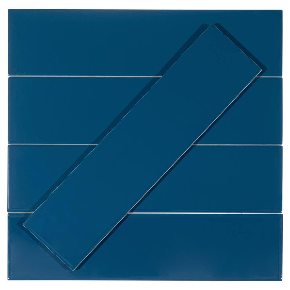 Galor-Nayim 3" x 12" Glossy Blue Ceramic Wall Tile