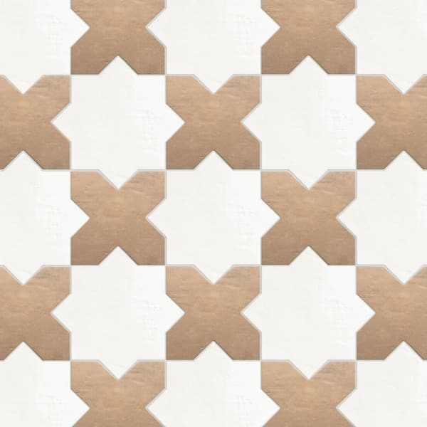 Argile Star Bianco with Cotto Cross 7 in. x 14 in. Porcelain Floor and Wall Tile (0.72 sq. ft./Case)
