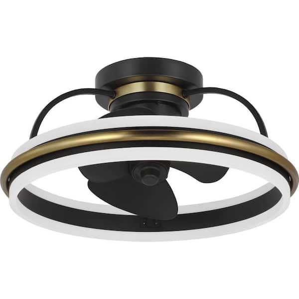 Burnett Collection 20.94 in. Indoor Outdoor 3-Blade Matte Black Modern Traditional Ceiling Fan with Bronze Accent