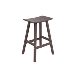 Franklin Dark Brown 29 in. Poly HDPE Fade Resistant Outdoor Patio Saddle Seat Pub Height Bar Stool